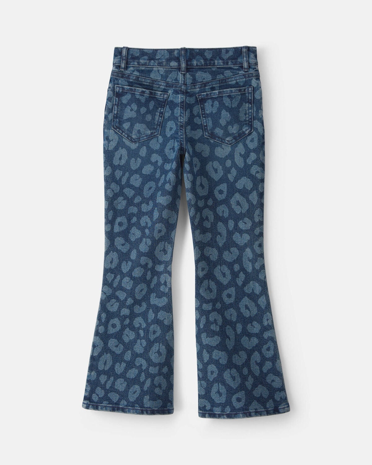 Girls Leopard Denim Flare Jeans - Dark Wash - Image 2