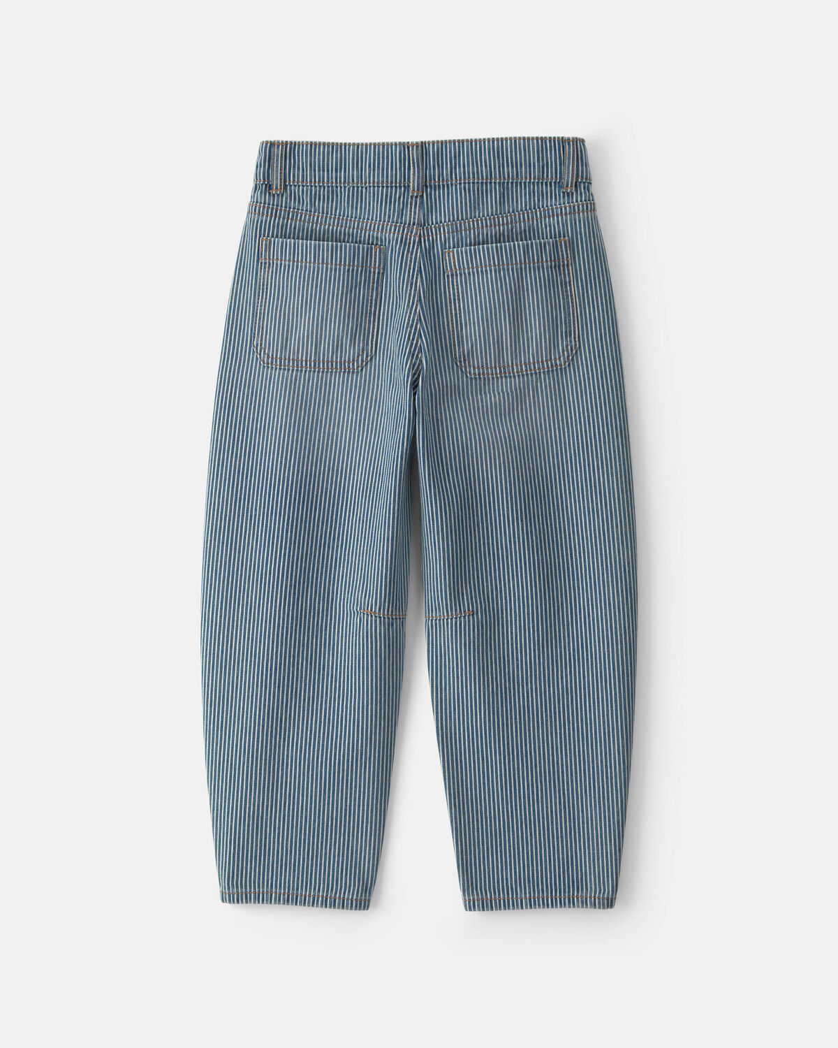 Girls Hickory Stripe Denim Barrel Jeans - Light Wash - Image 6