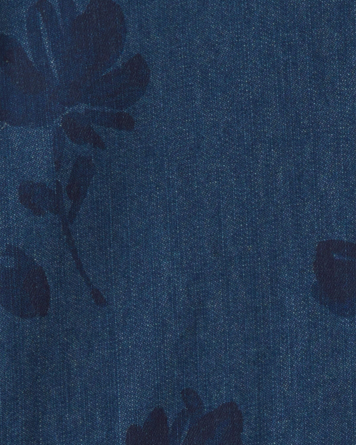 Girls Floral Denim Long-Sleeve Dress - Dark Wash - Image 3