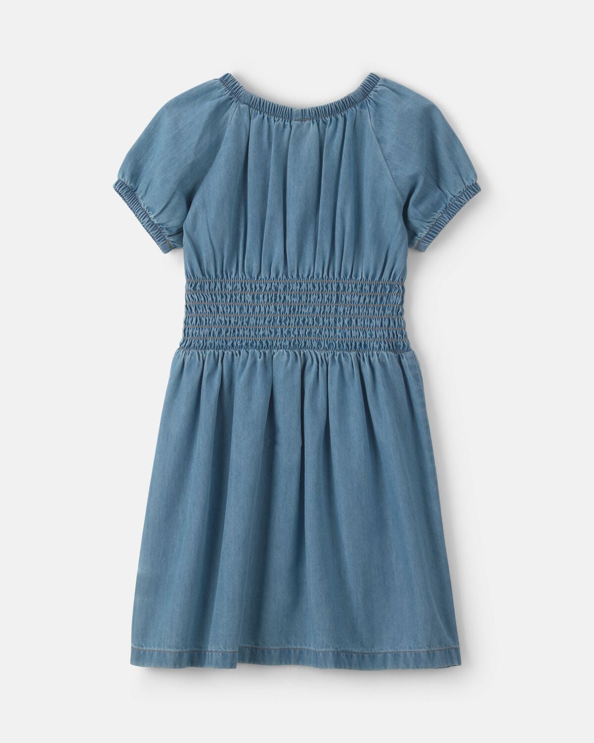 Girls Denim Short-Sleeve Dress - Indigo - Image 2