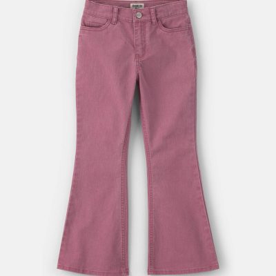 Girls Twill Flare Pants - Purple