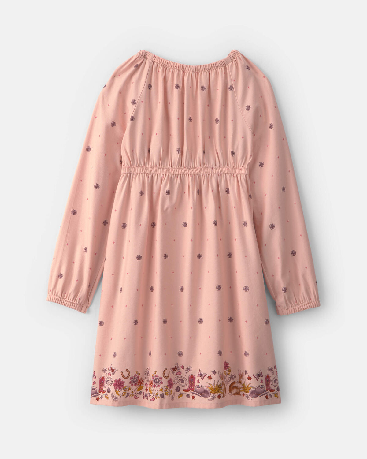 Girls Floral Twill Long-Sleeve Dress - Pink - Image 2