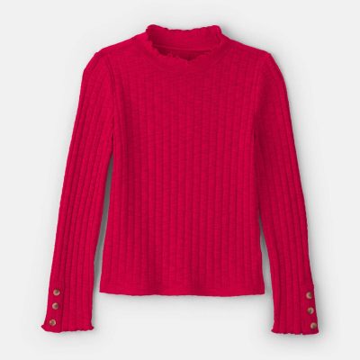 Girls Long-Sleeve Mock Neck Top - Red