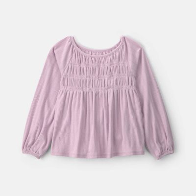 Girls Long-Sleeve Peplum Top - Purple