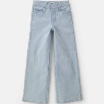 Girls Denim Wide-Leg Jeans - Light Wash