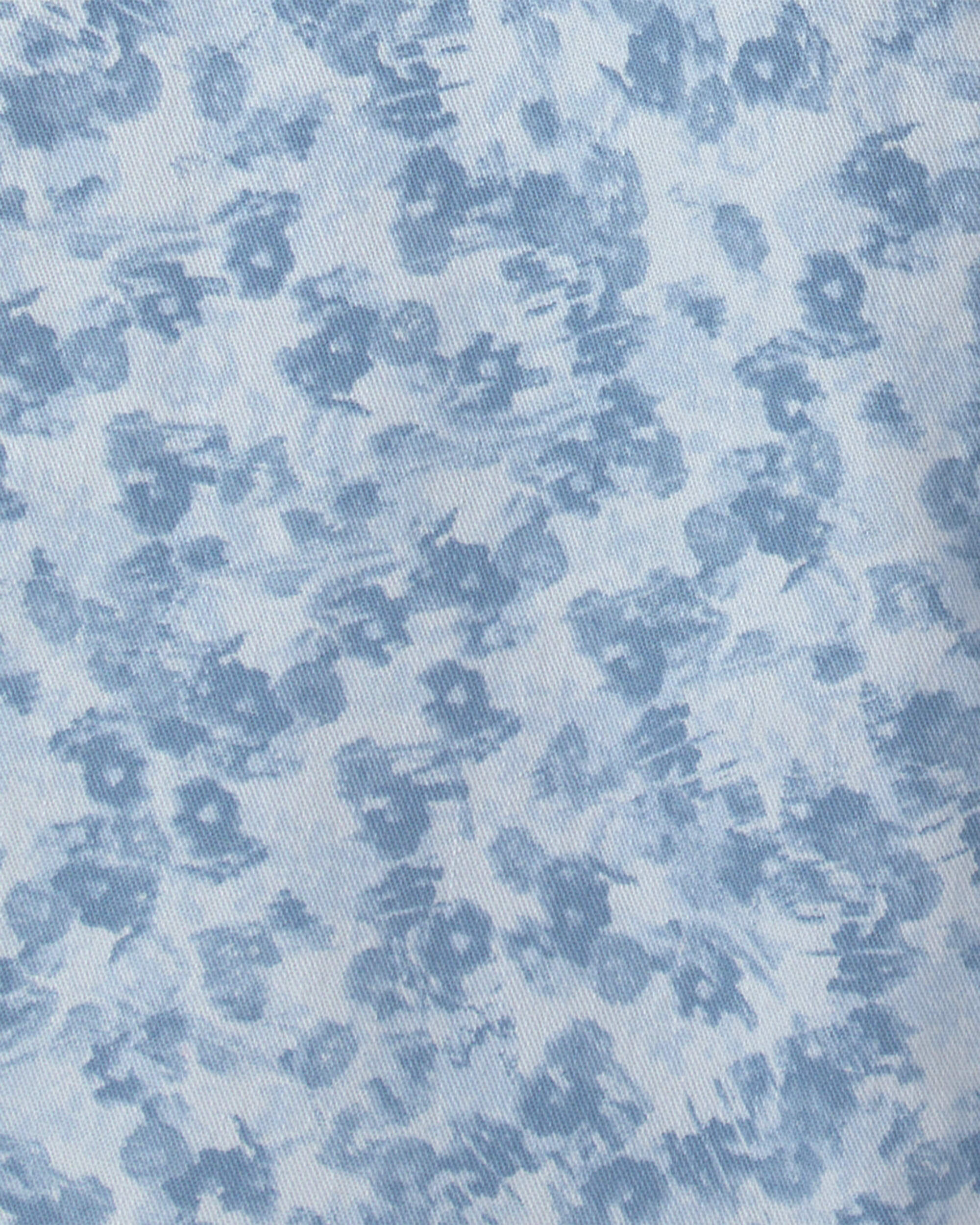 Girls Floral Twill Straight Pants - Blue - Image 4
