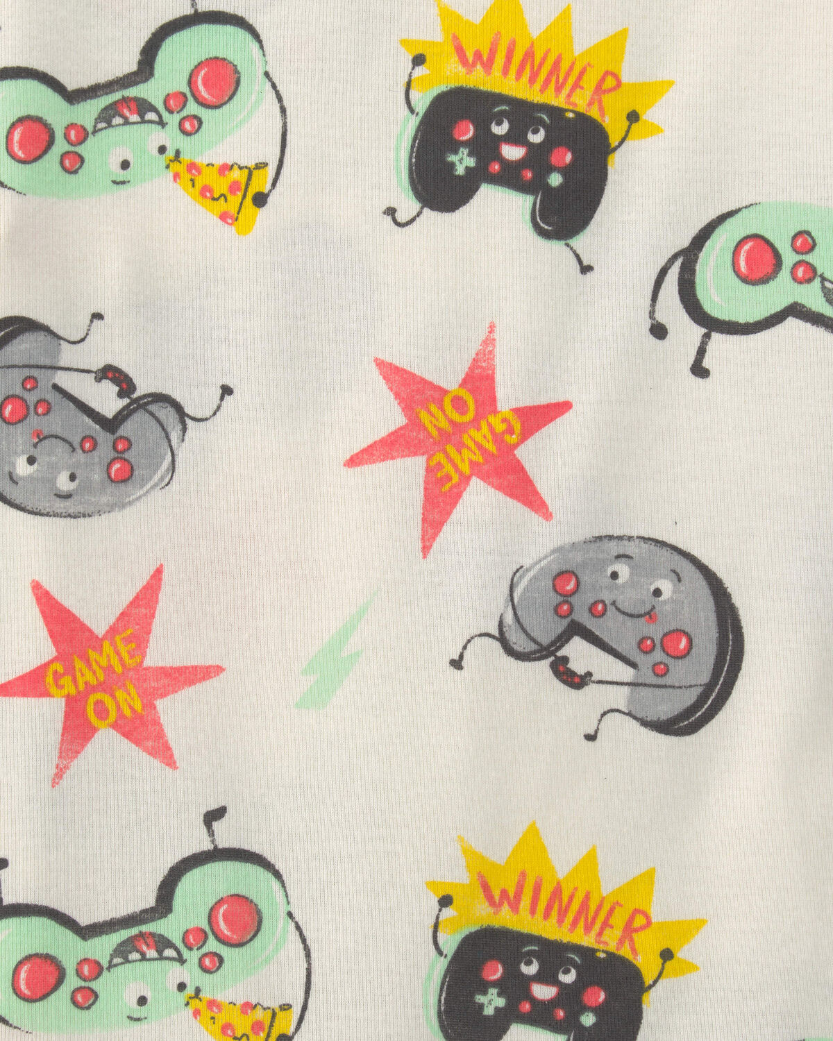 Boys 4-Piece Gamer Cotton Snug Fit Pajama Set - Grey - Image 3