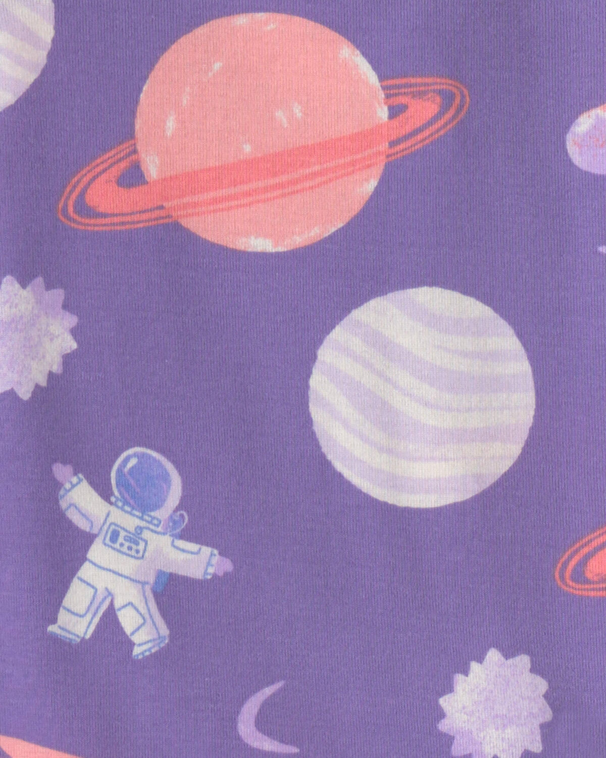 Girls 4-Piece Space Dog Glow in the Dark 100% Cotton Snug Fit Pajama Set - Purple - Image 4