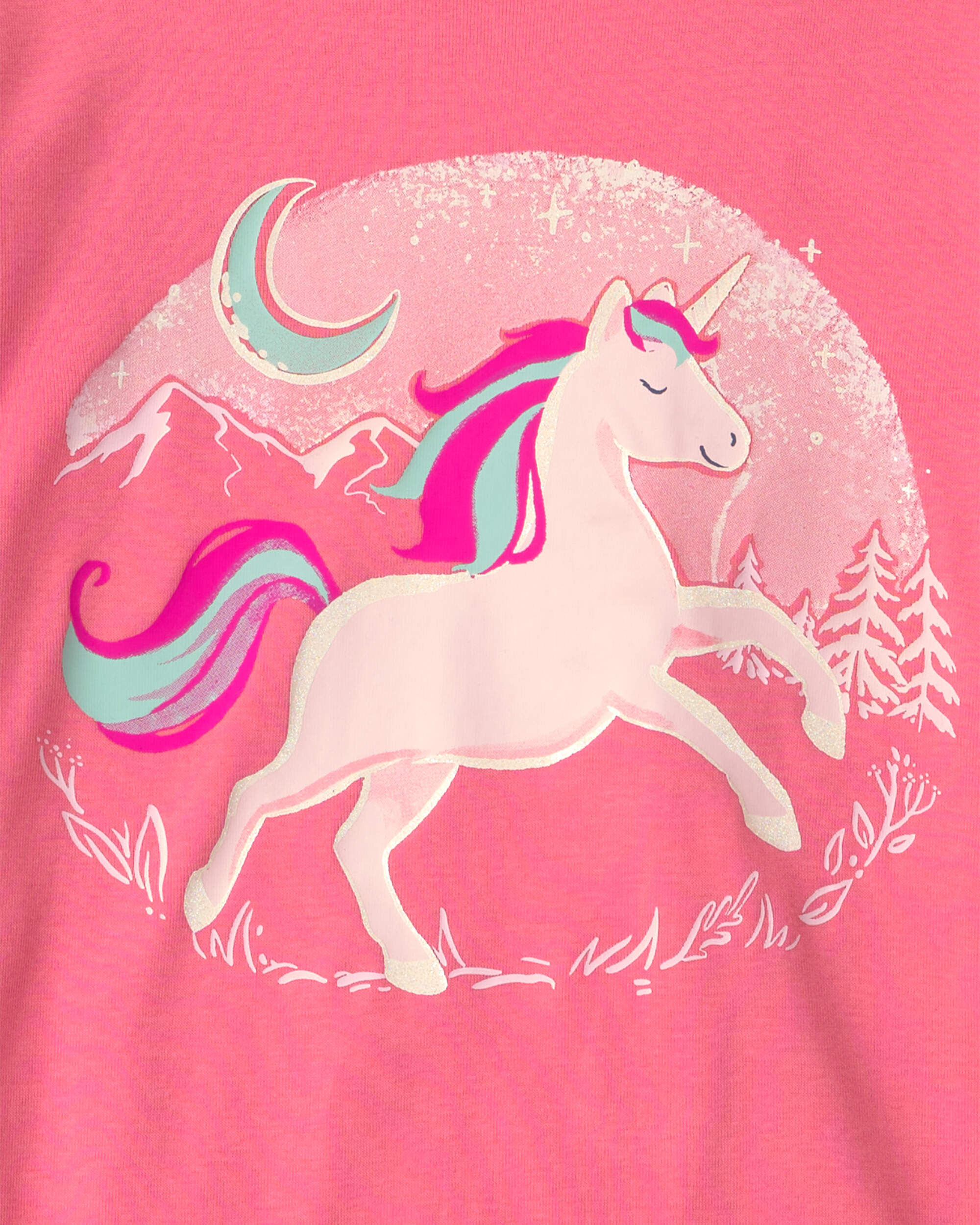 Girls 4-Piece Unicorn 100% Cotton Snug Fit Pajama Set - Coral/Pink - Image 5