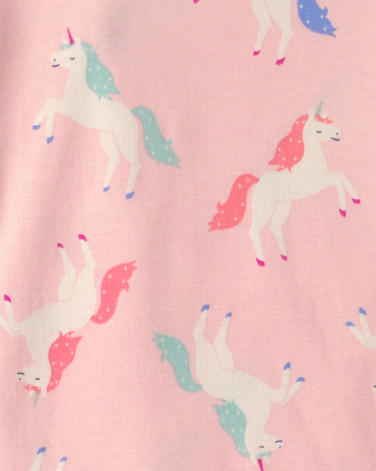 Girls 4-Piece Unicorn 100% Cotton Snug Fit Pajama Set - Coral/Pink - Image 4