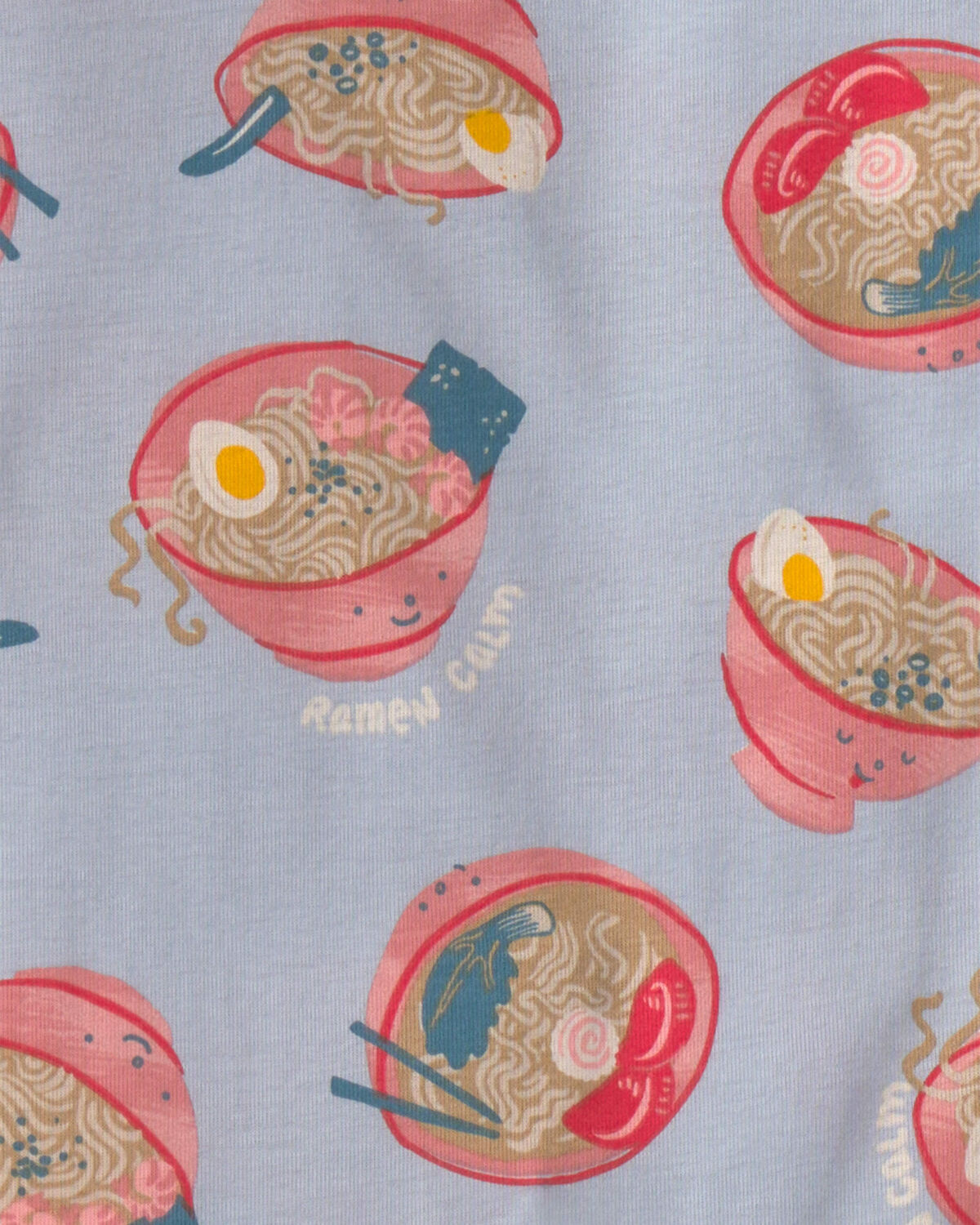 Girls 4-Piece Ramen 100% Cotton Snug Fit Pajama Set - Blue/Pink - Image 4