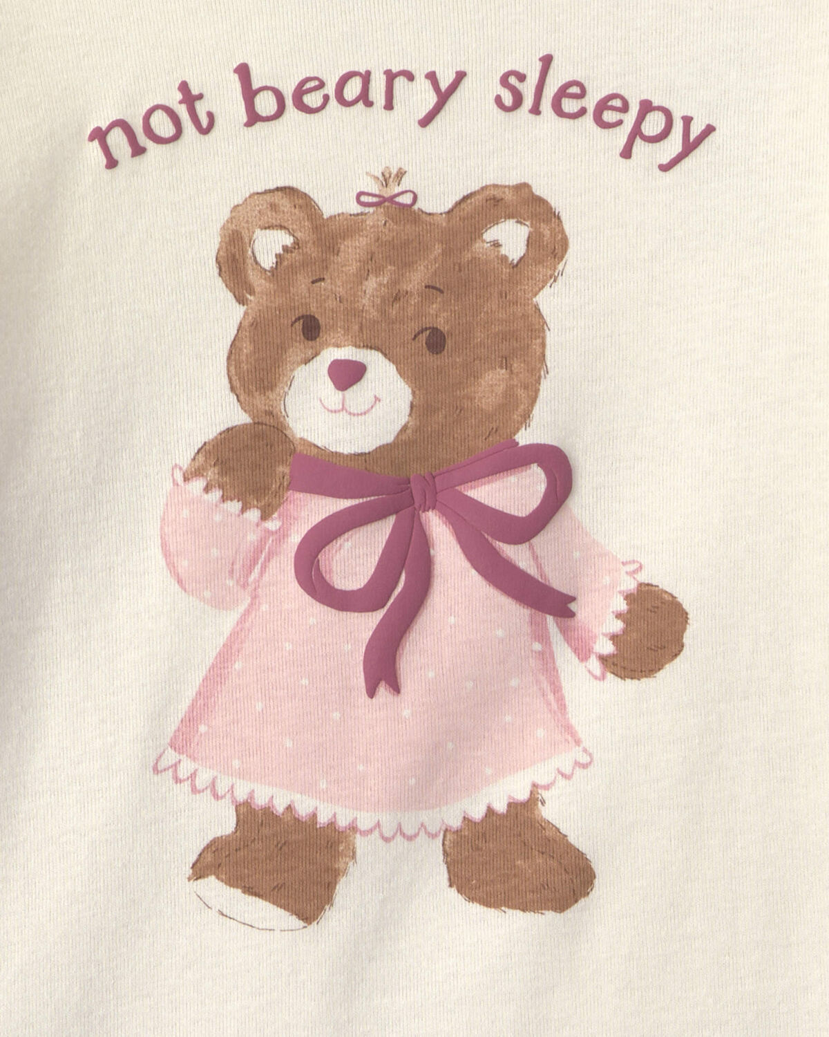 Girls 4-Piece Varsity Bear 100% Cotton Snug Fit Pajama Set - Pink/Cream - Image 4