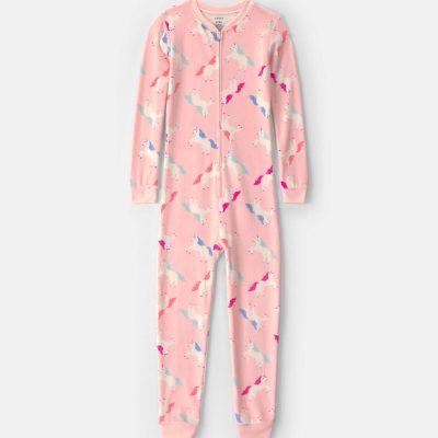 Girls 1-Piece Unicorn DreamPlush Snug Fit Pajama - Pink