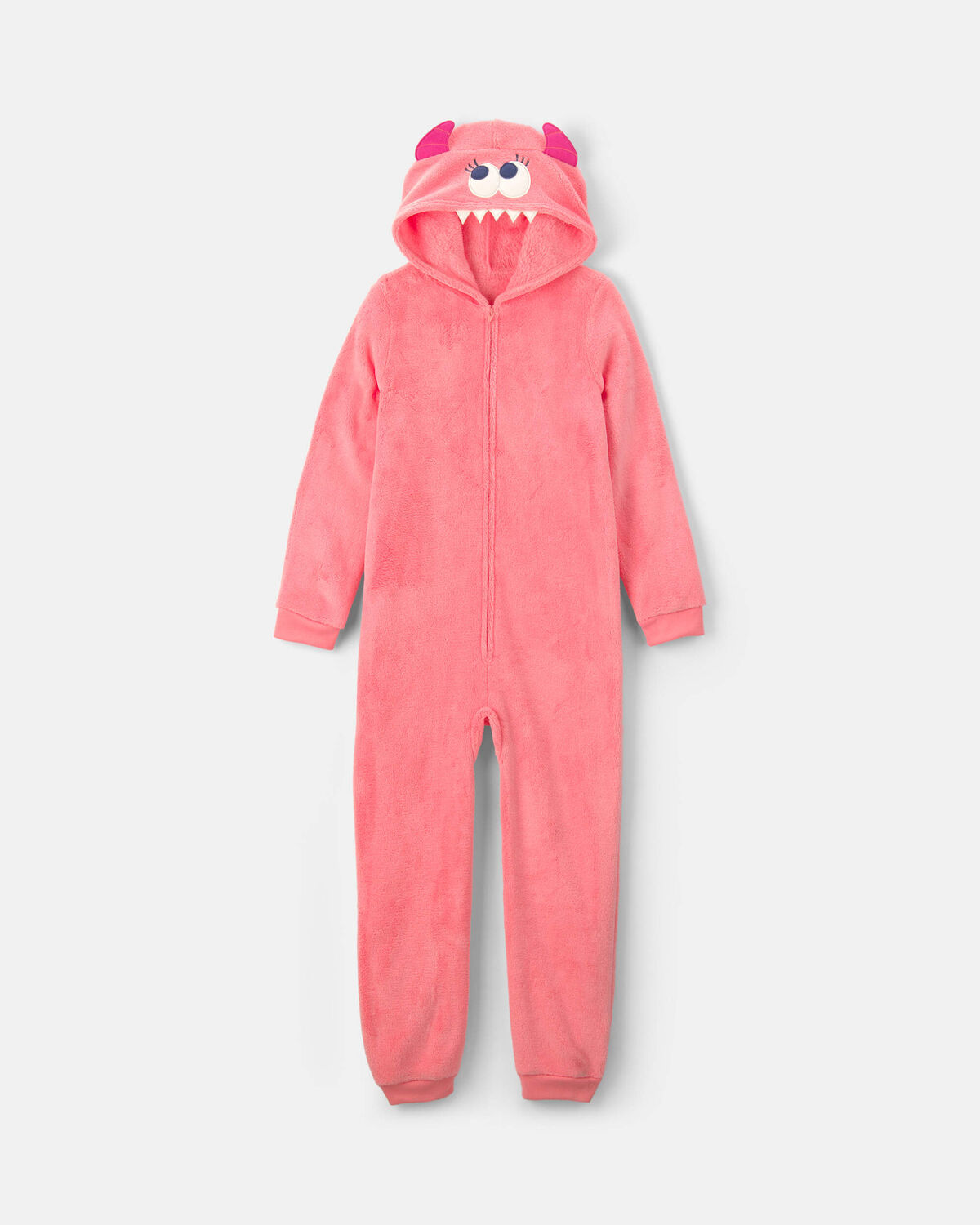 Girls 1-Piece Monster Halloween Fleece Pajama Costume - Coral