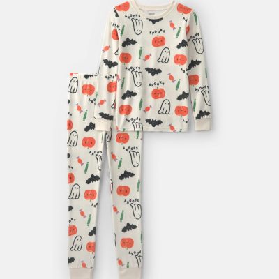 Kids 2-Piece Halloween Snug Fit Pajama Set - Cream