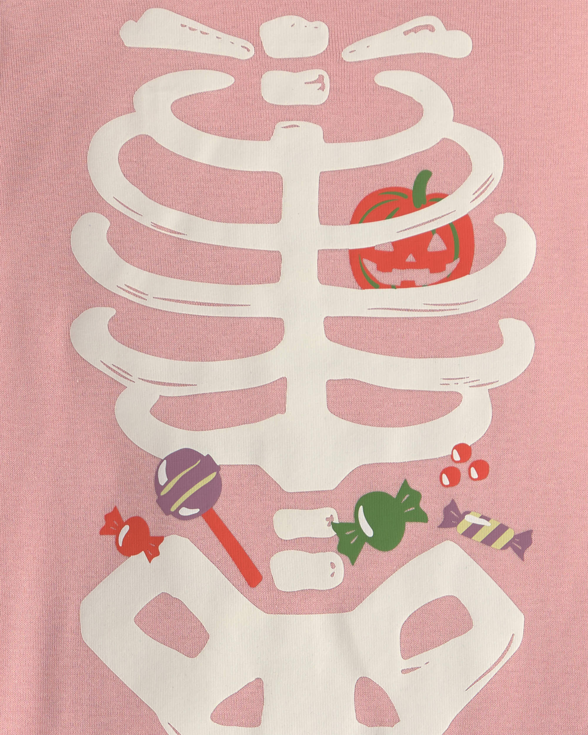 Girls 2-Piece Halloween Glow in the Dark Skeleton 100% Cotton Snug Fit Pajama Set - Pink - Image 5