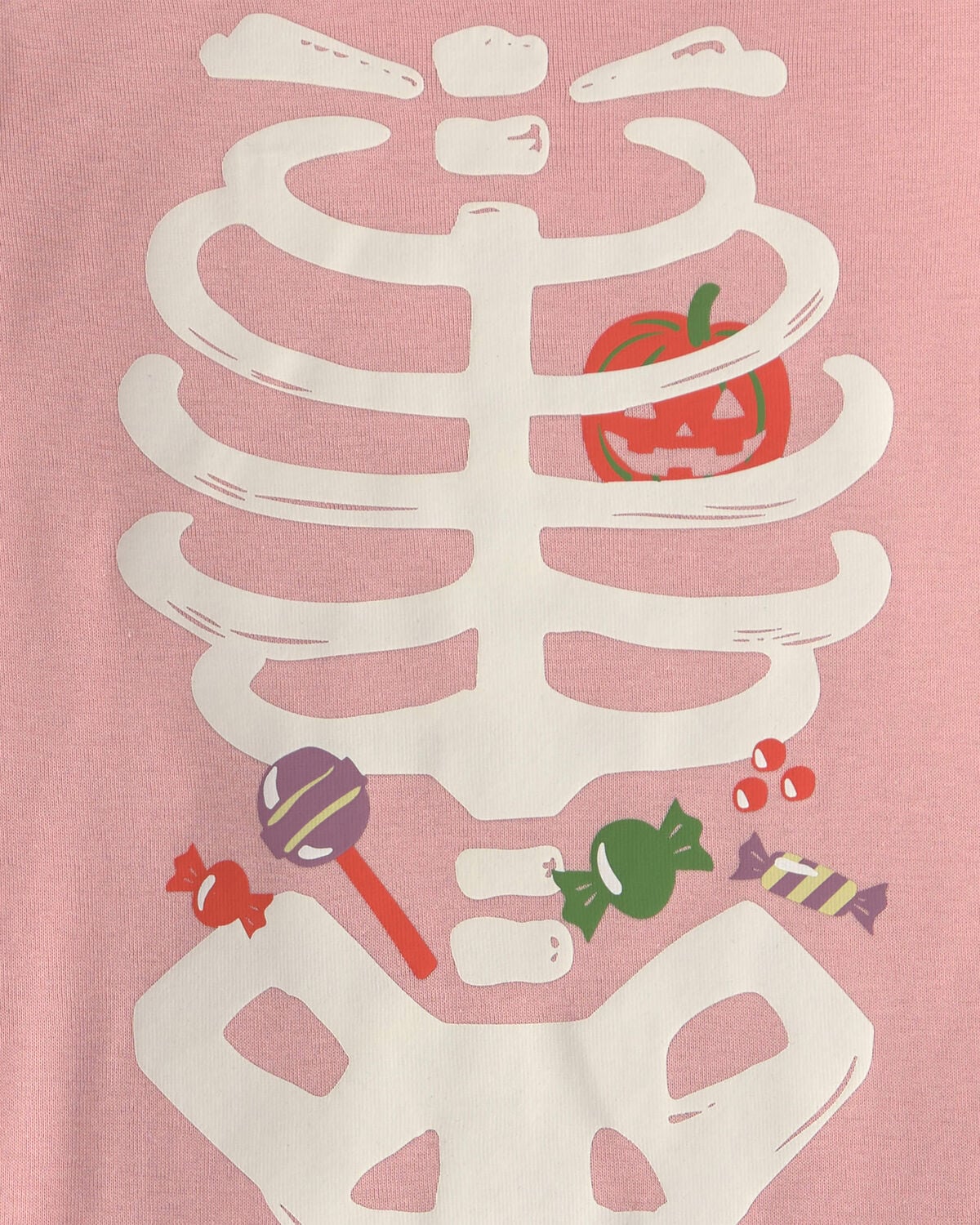 Girls 2-Piece Halloween Glow in the Dark Skeleton 100% Cotton Snug Fit Pajama Set - Pink - Image 4
