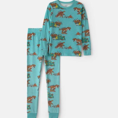 Boys 2-Piece Dino DreamPlush Snug Fit Pajama Set - Green