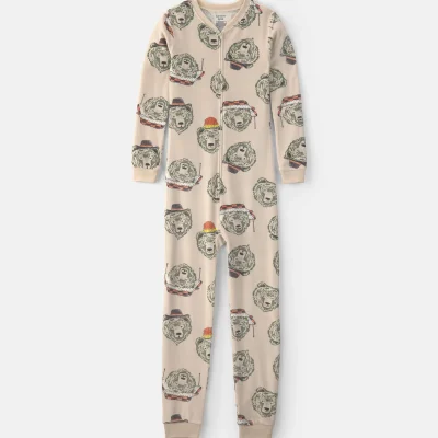 Boys 1-Piece Bears DreamPlush Snug Fit Pajama - Tan