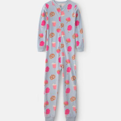 Girls 1-Piece Festival Treats DreamPlush Snug Fit Pajama - Blue