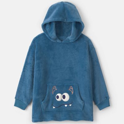 Boys Monster Fleece Loose Fit Pajama Hoodie - Blue