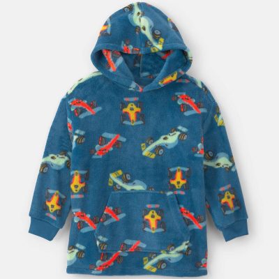 Boys Racecar Fleece Loose Fit Pajama Hoodie - Navy Blue