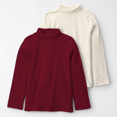 Girls 2-Pack Organic Cotton Ribbed Mock Neck Tops