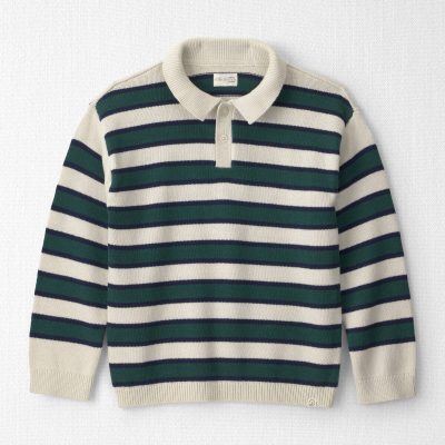Boys Organic Cotton Sweater Knit Polo in Stripes