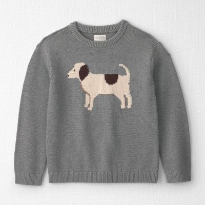 Kids Organic Cotton Dog Sweater Knit Pullover