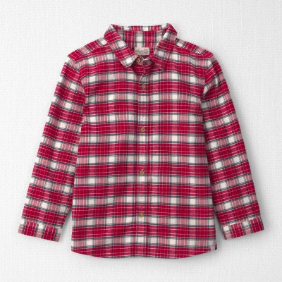 Boys Organic Cotton Flannel Button-Down Shirt