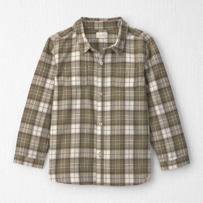 Boys Organic Cotton Flannel Button-Down Shirt