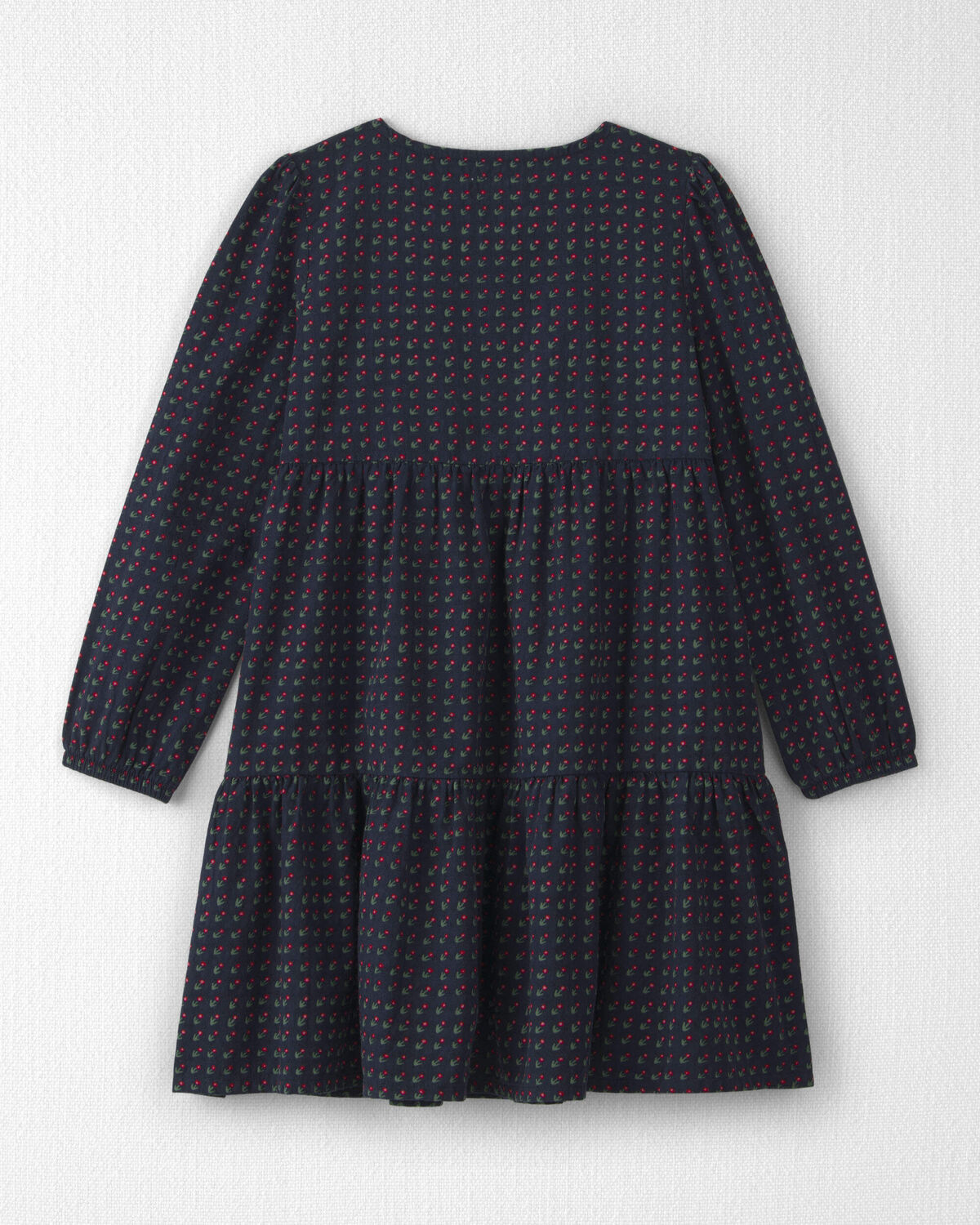 Girls Organic Cotton Dobby Dress in Navy Floral - Image 2