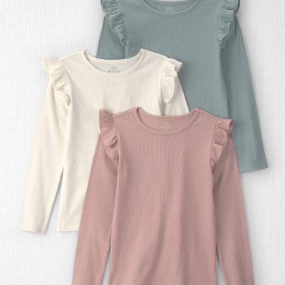 Girls 3-Pack Organic Cotton Rib Slim Fit Tops