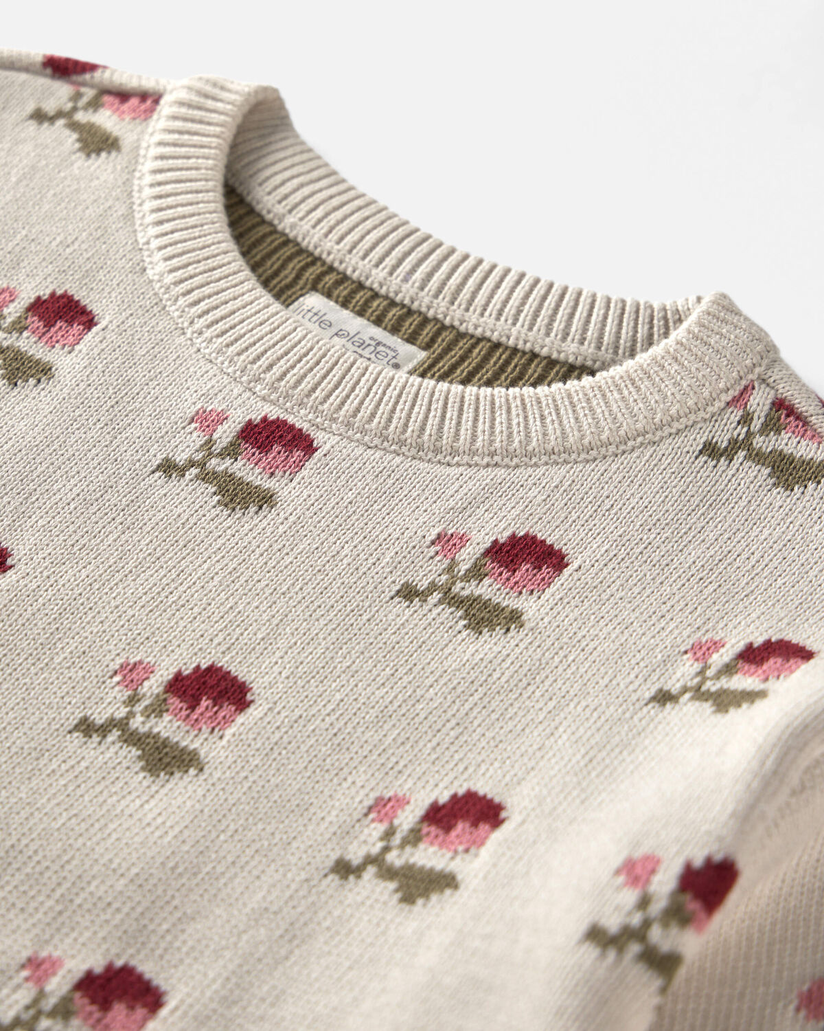 Girls Organic Cotton Sweater Knit Pullover in Wildflower Maize - Image 3