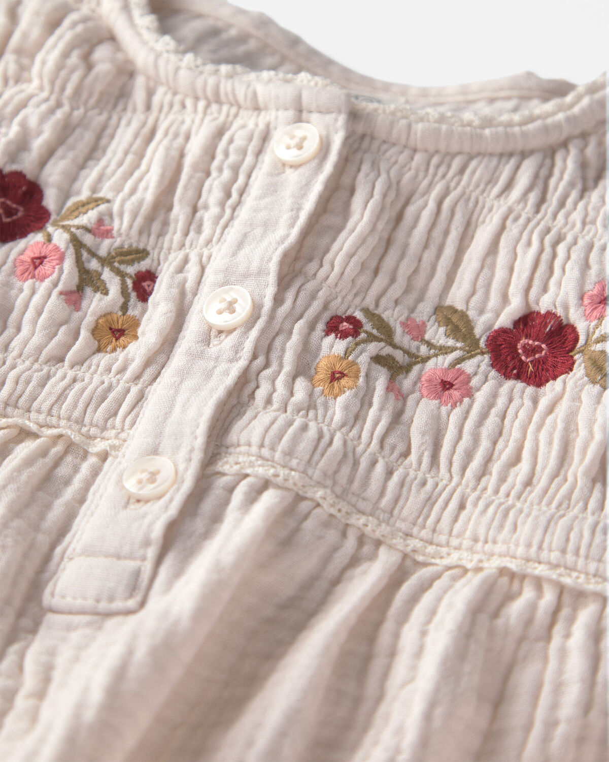 Girls Organic Cotton Embroidered Gauze Top - Image 2