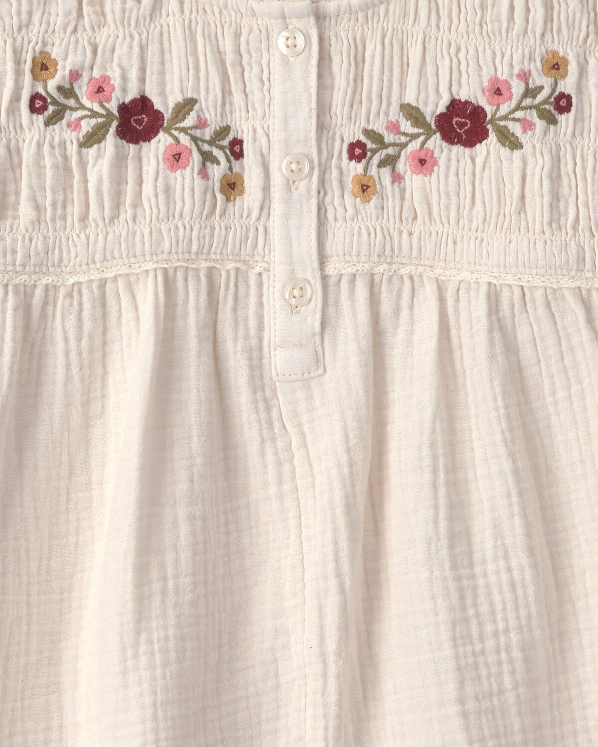 Girls Organic Cotton Embroidered Gauze Top - Image 3