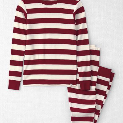 Kids 2-Piece Organic Cotton Ribbed Pajamas in Stripes