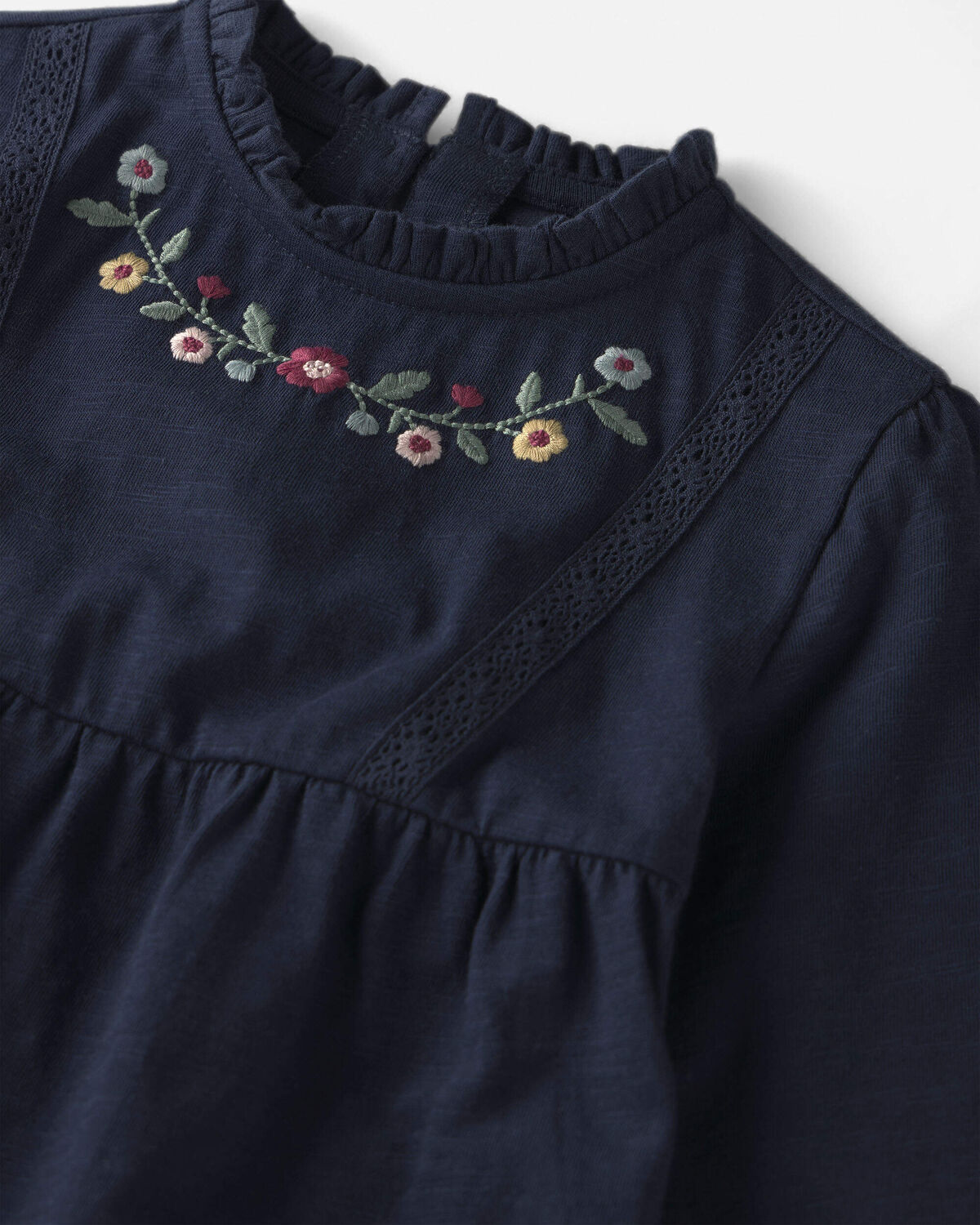 Girls Organic Cotton Embroidered Peplum Top - Image 2