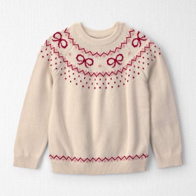 Girls Organic Cotton Fair Isle Sweater Knit Pullover