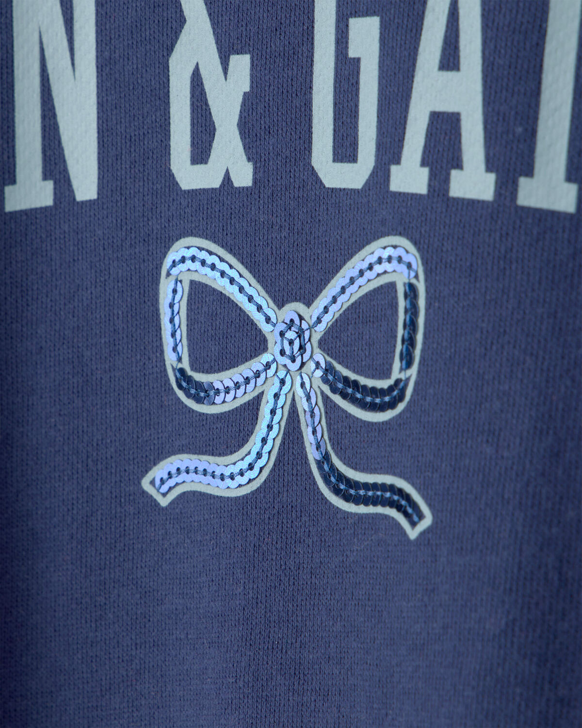 Girls 'Fun & Games' Bow French Terry Top - Navy Blue - Image 2