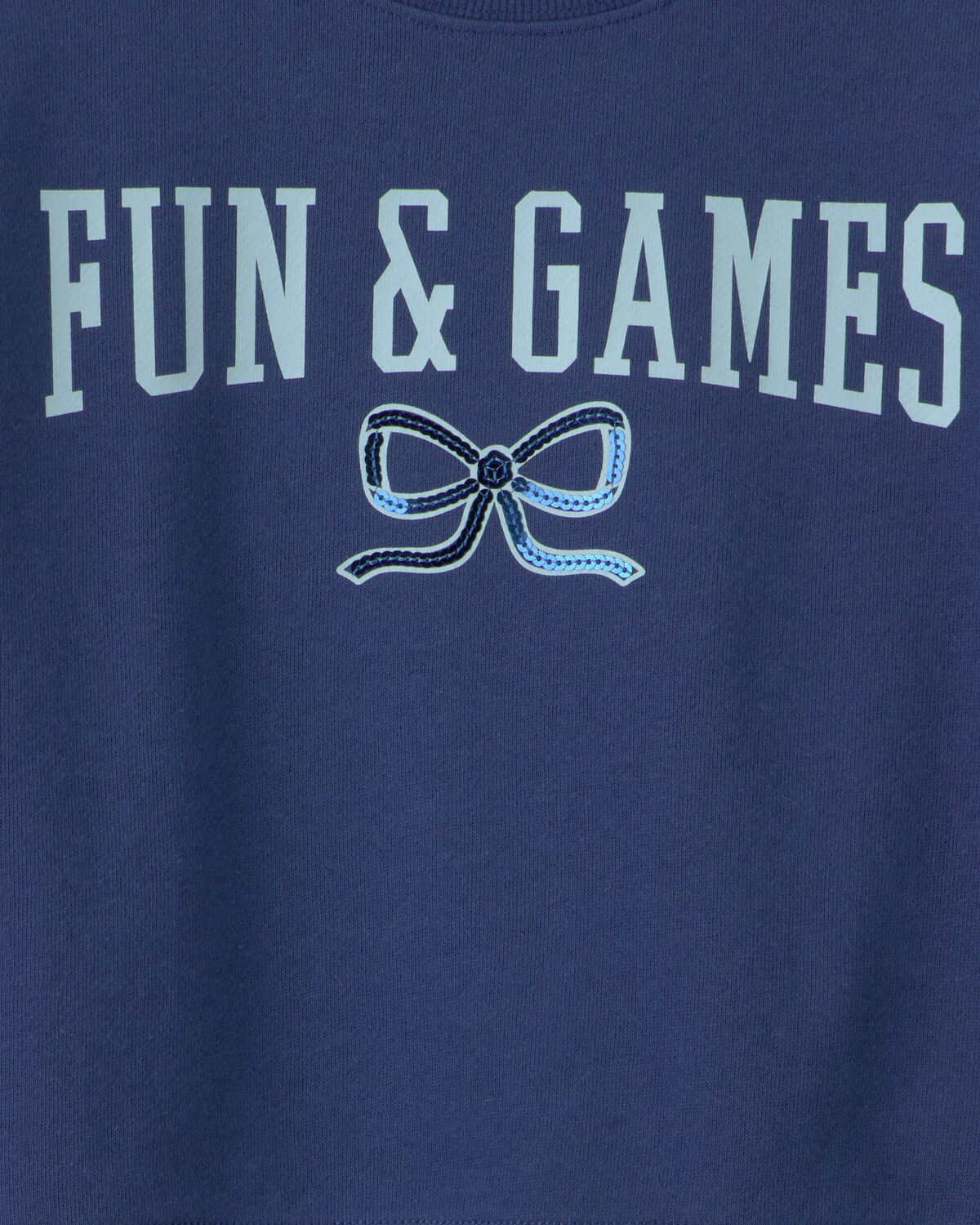 Girls 'Fun & Games' Bow French Terry Top - Navy Blue - Image 3