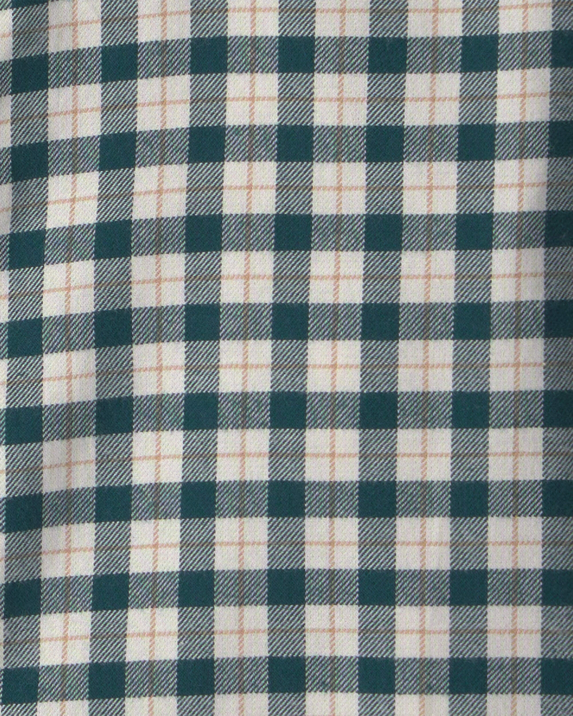 Boys Plaid Long-Sleeve Button-Down Shirt - Green/White - Image 5