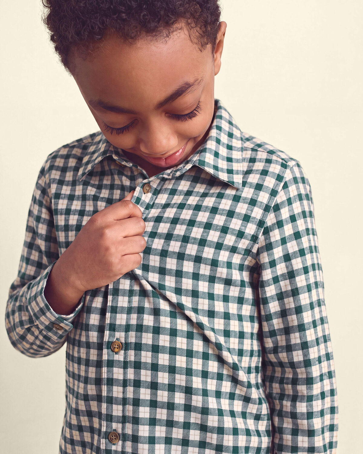 Boys Plaid Long-Sleeve Button-Down Shirt - Green/White - Image 4