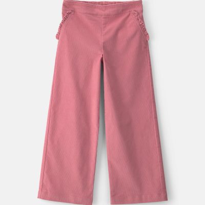 Girls Corduroy Wide-Leg Pants - Pink