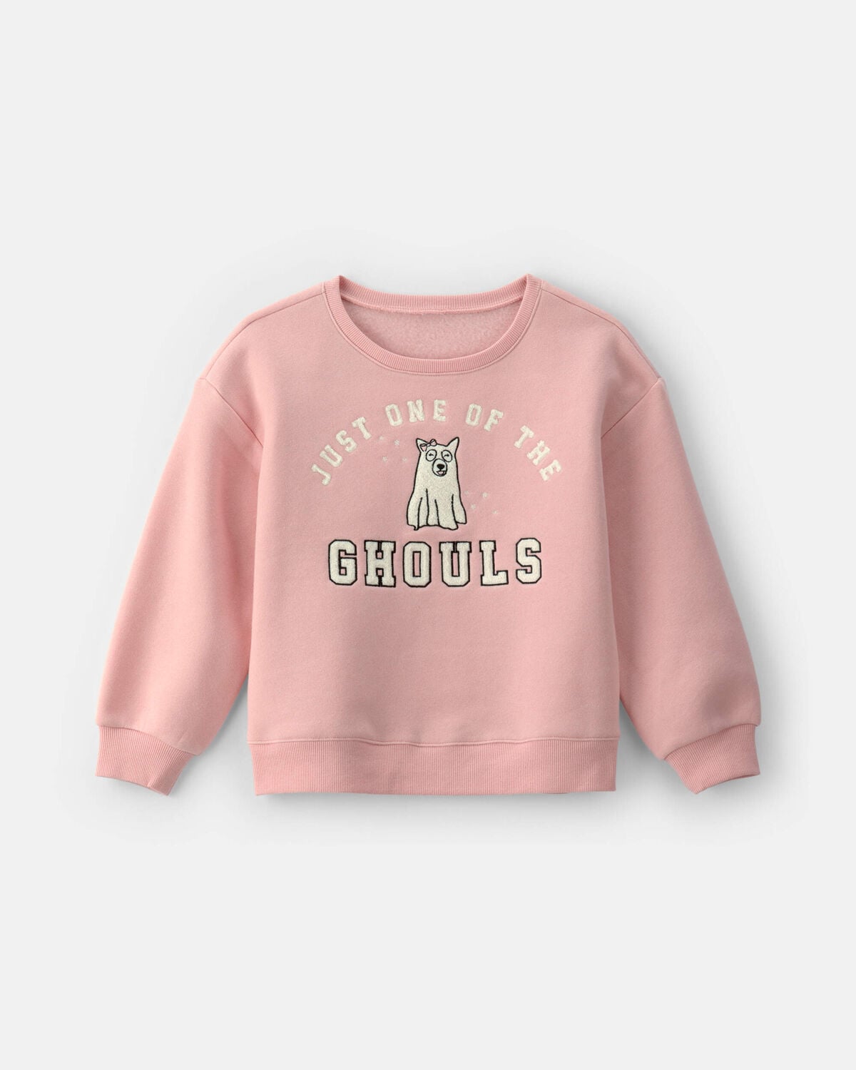 Girls Ghoul Halloween Fleece Pullover Sweatshirt - Pink