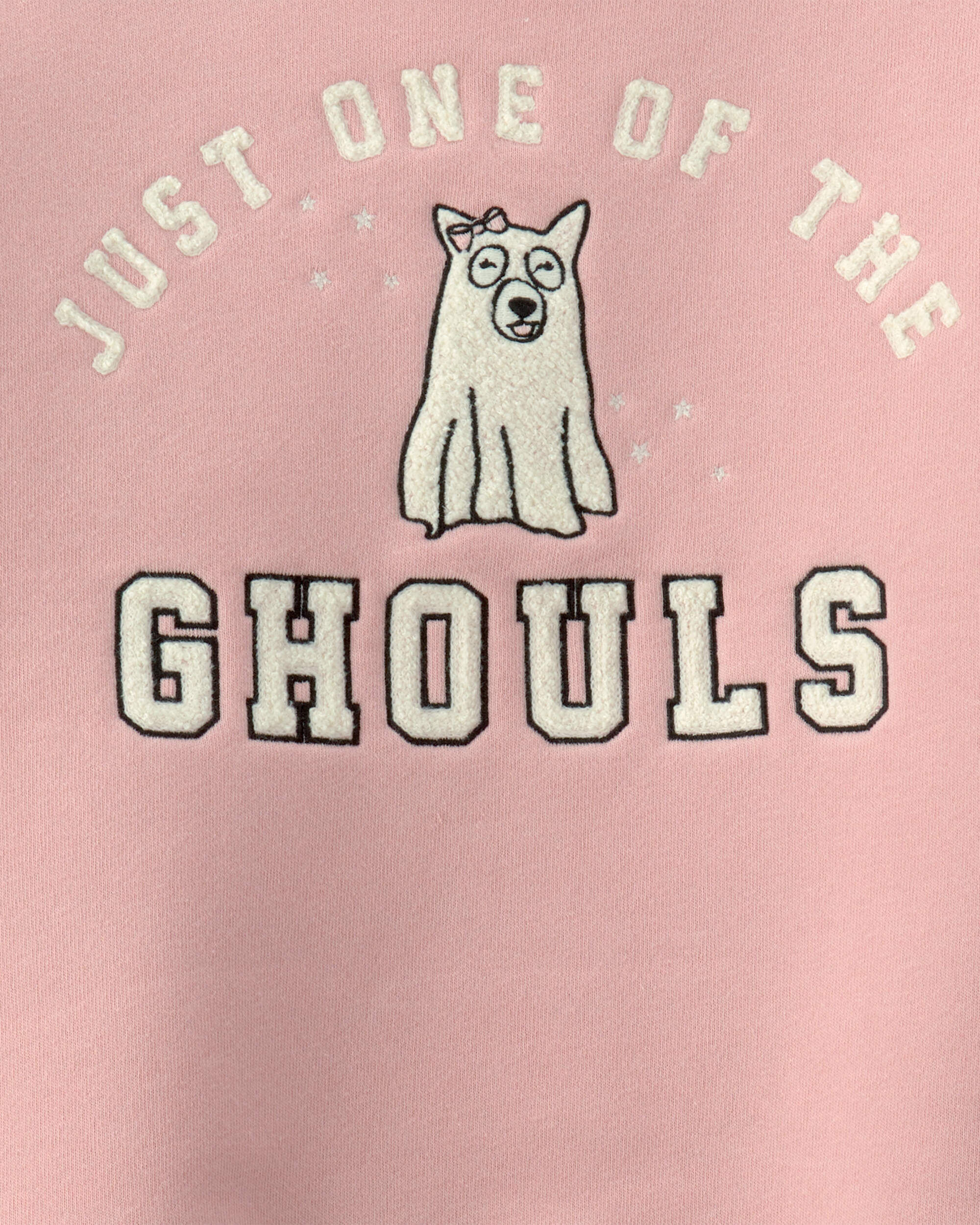 Girls Ghoul Halloween Fleece Pullover Sweatshirt - Pink - Image 3