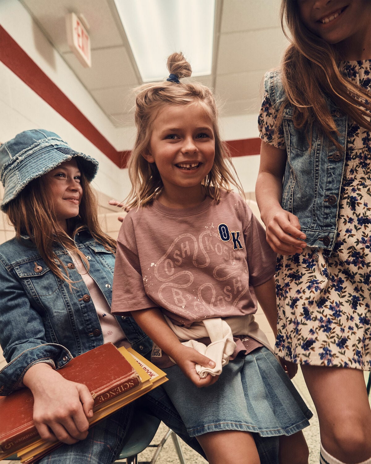 Girls Pleated Denim Skirt - Light Wash - Image 2