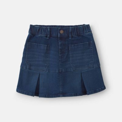 Girls Chambray Denim Skirt - Dark Wash