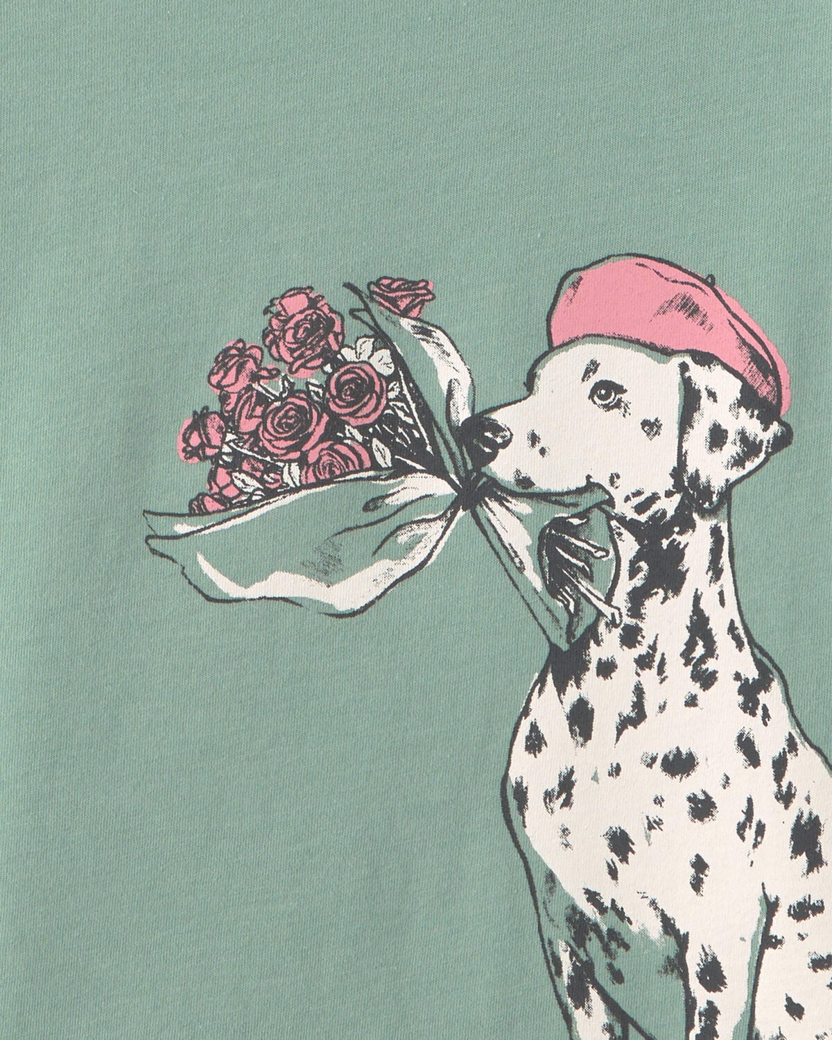 Girls Parisian Dog Long-Sleeve Graphic Tee - Green - Image 2