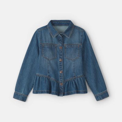 Girls Denim Long-Sleeve Top - Medium Wash